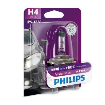 H4 12V- 60/55W (P43t) ( +60% ) Vision Plus  (1.) 12342VPB1